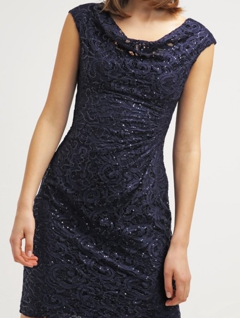 Ralph Lauren Navy Sequin Lace Sheath Dress